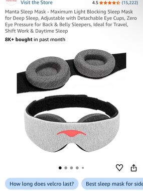 Sleep Adjustable Sleep Mask in Light Gray - Maximum Light Blocking